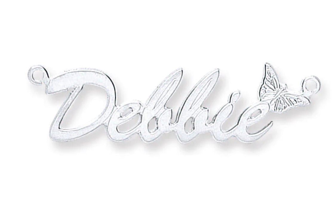 Sterling Silver Name Dropper - Medium Script Font with Butterfly
