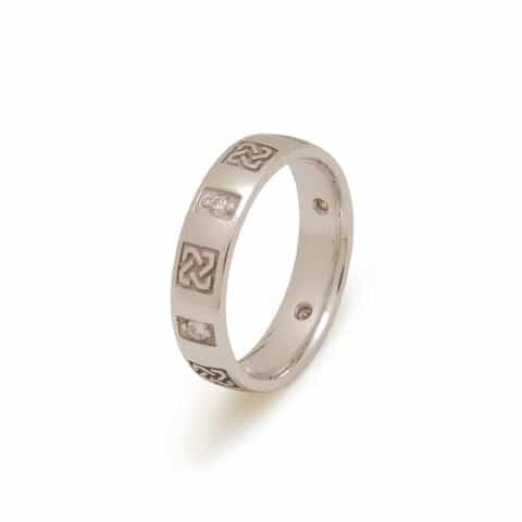 Celtic Embossed Knot & Diamond Set Ring