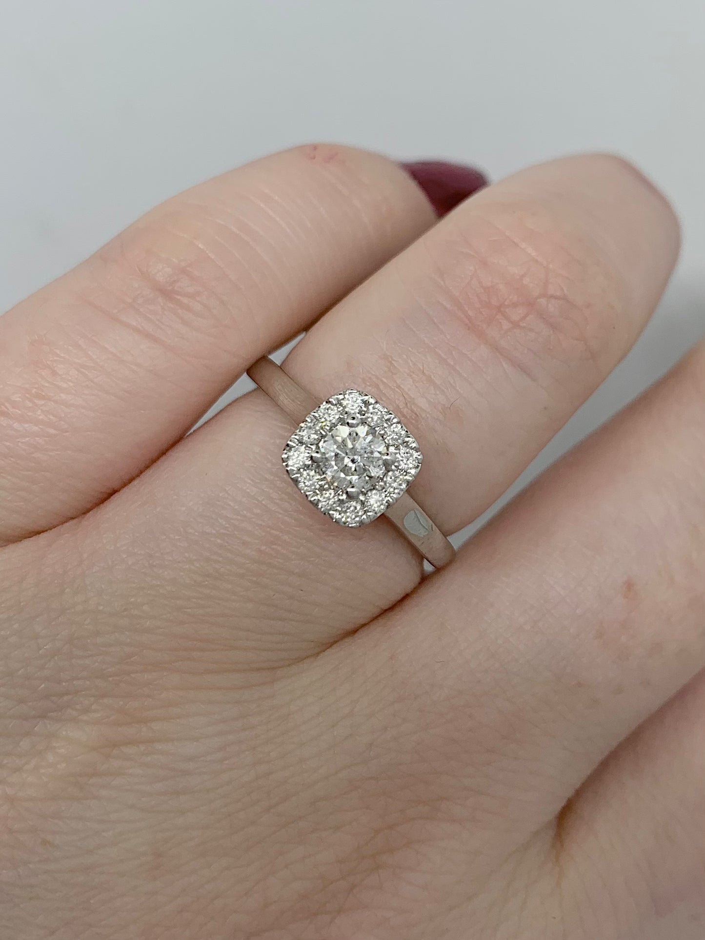 Diamond Round Cut Cushion Halo Ring 0.50ct
