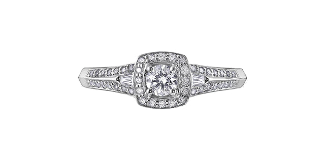 Diamond Round Cut Cushion Halo Ring 0.65ct