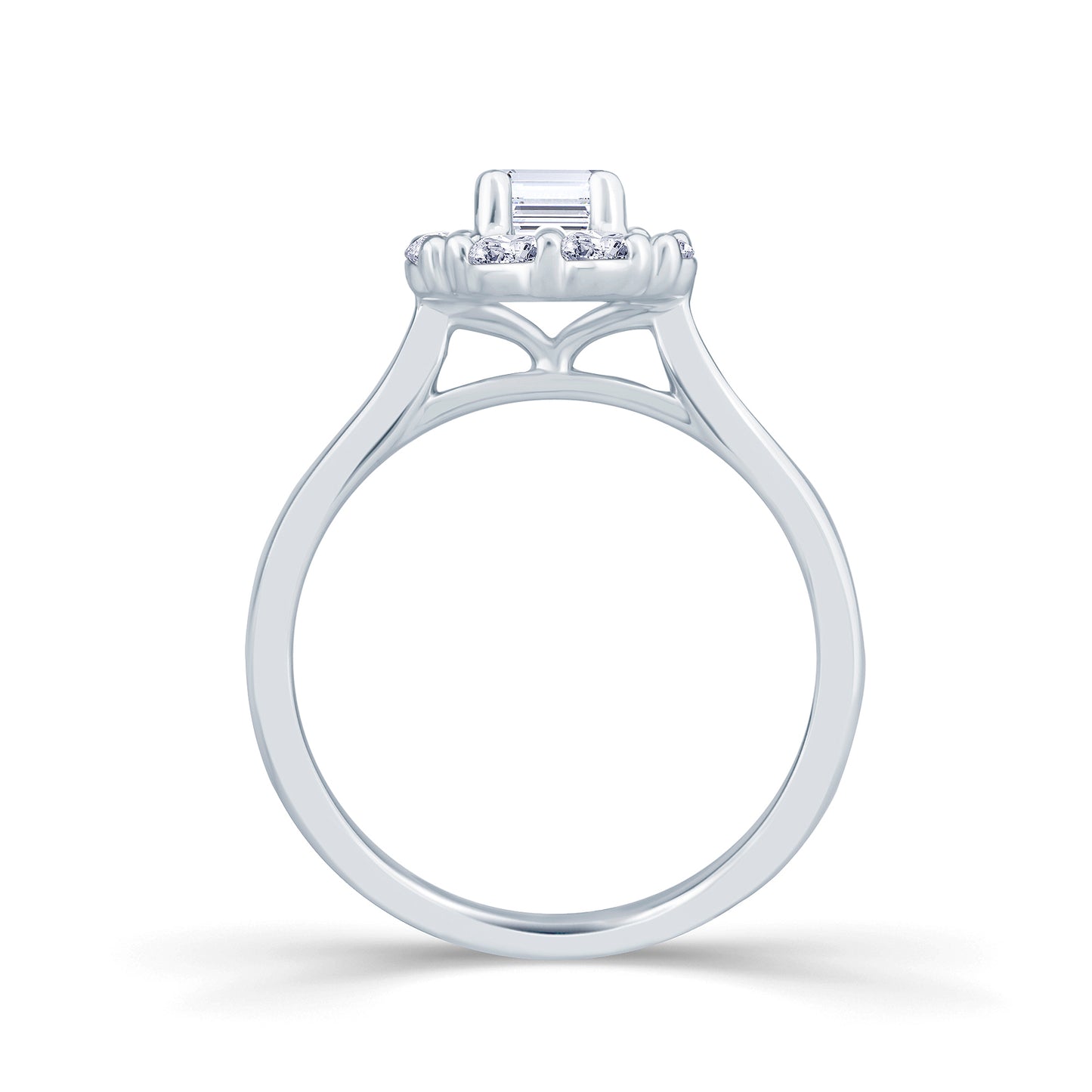 Diamond Emerald Cut Halo Ring 0.93ct