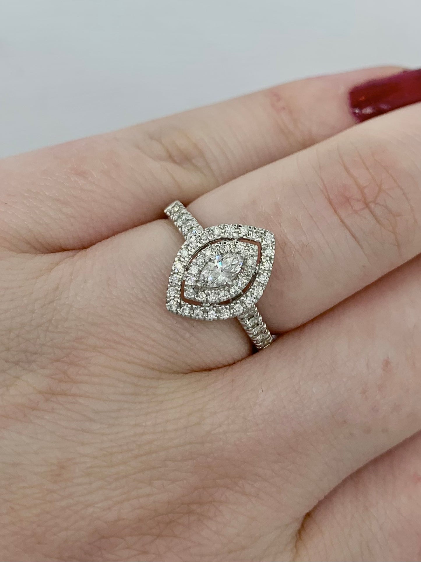 Diamond Marquise Cut Double Halo Ring 0.50ct