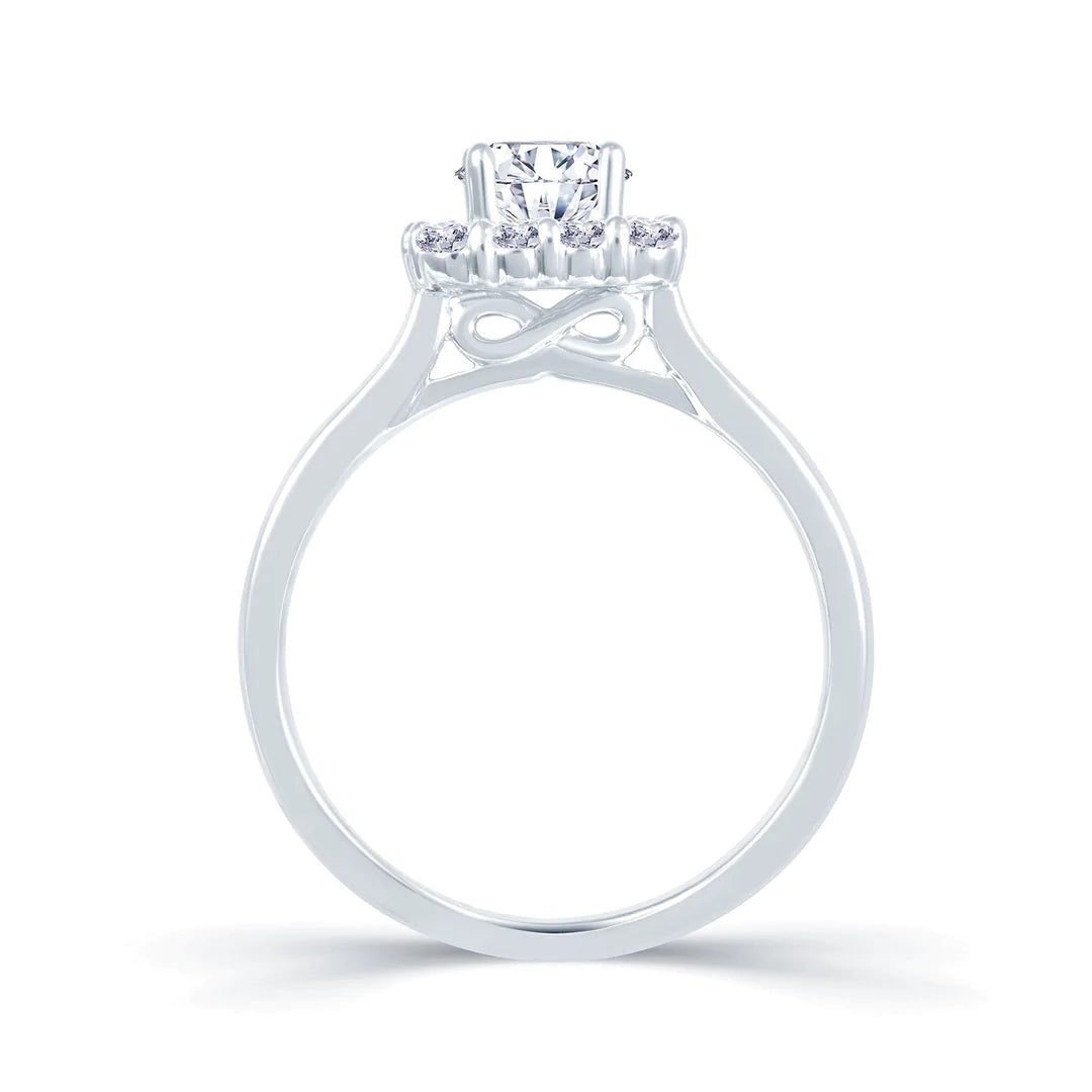 Diamond Round Cut Cushion Halo Ring 0.55ct