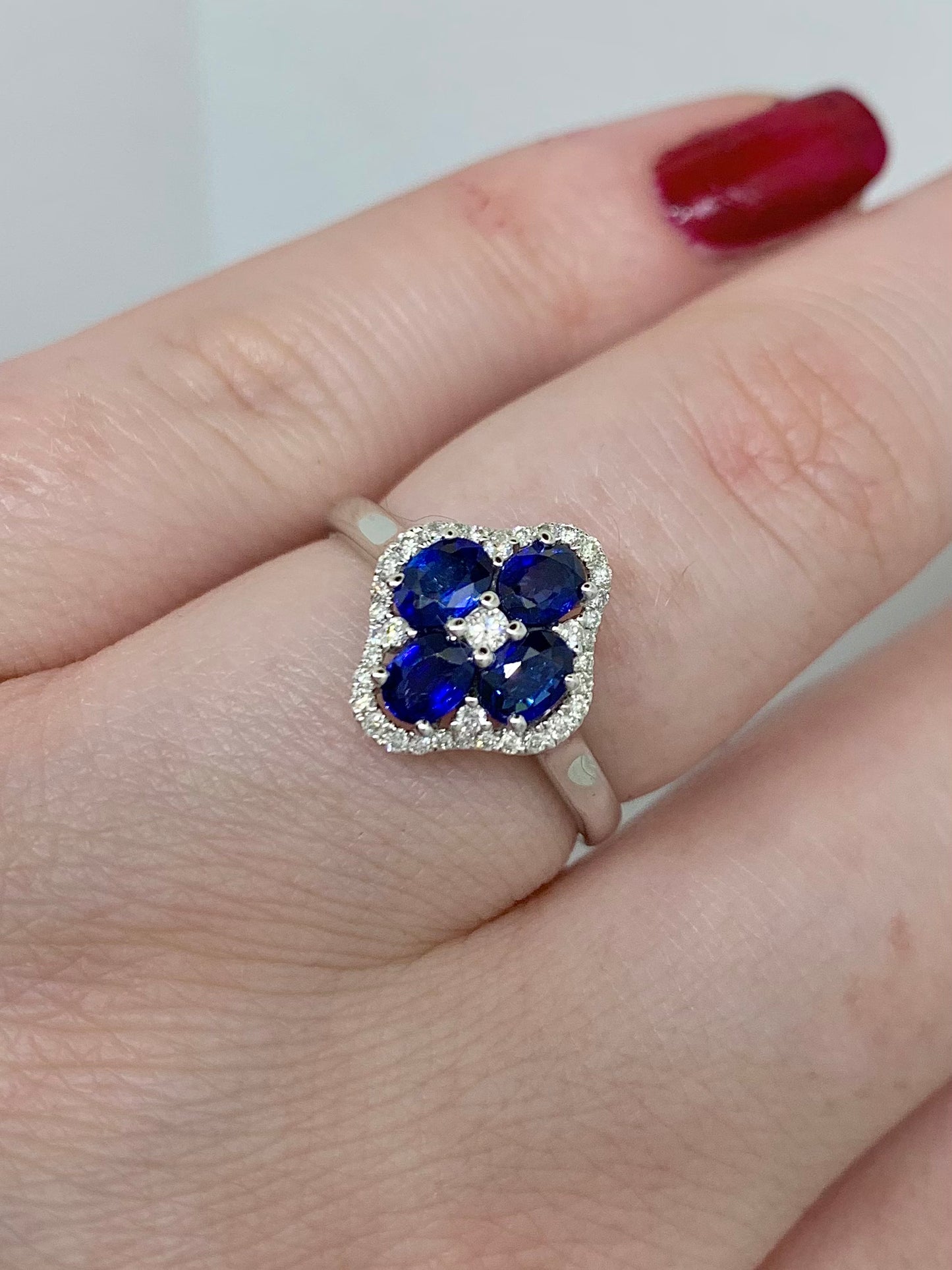 Sapphire and Diamond Cluster Ring 1.14ct