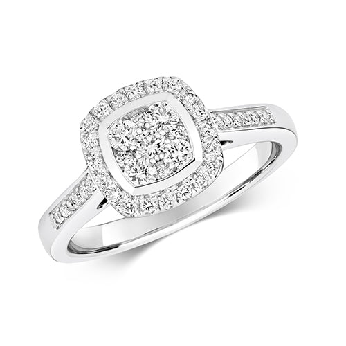 Diamond Cushion Cluster Ring 0.50ct