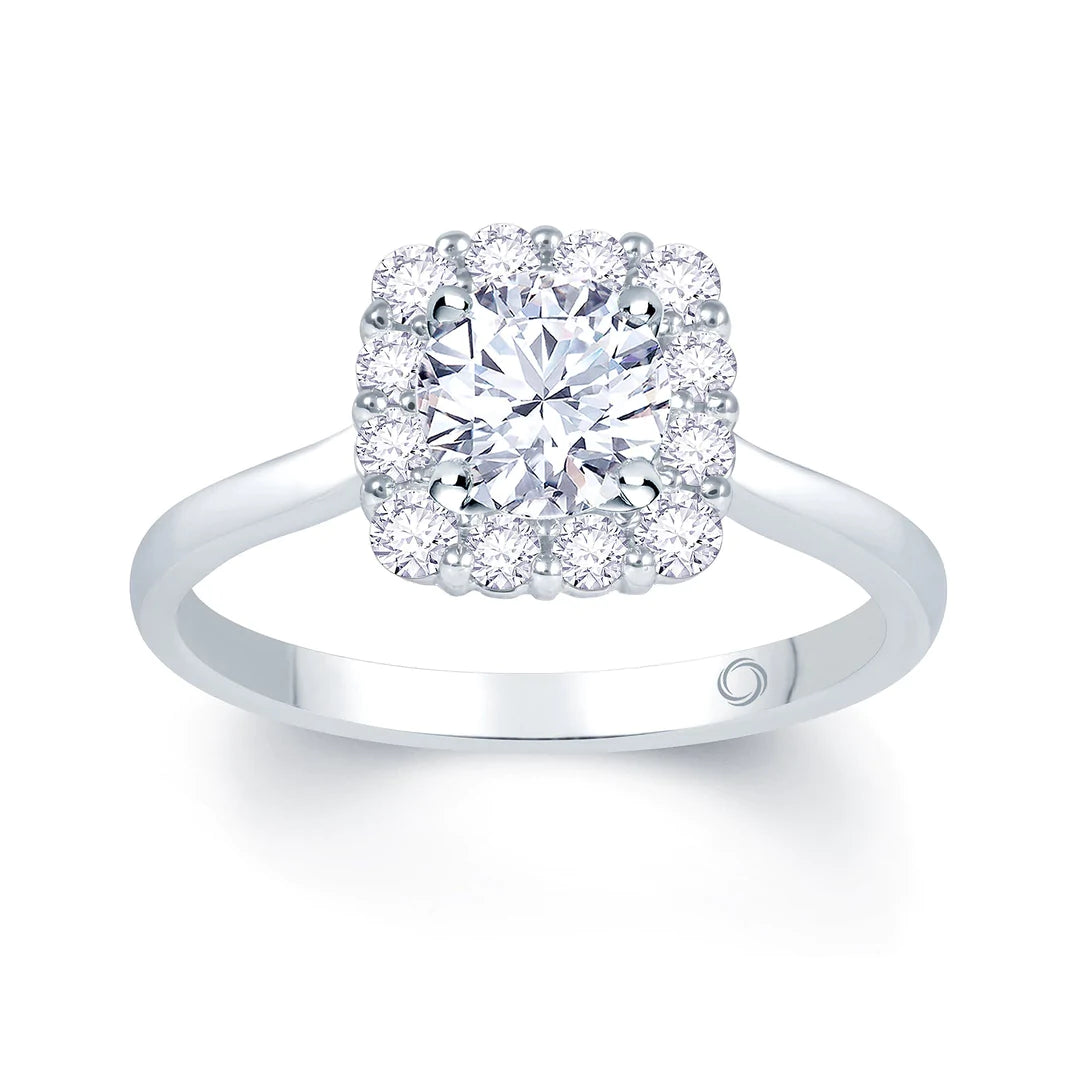 Diamond Round Cut Cushion Halo Ring 0.55ct