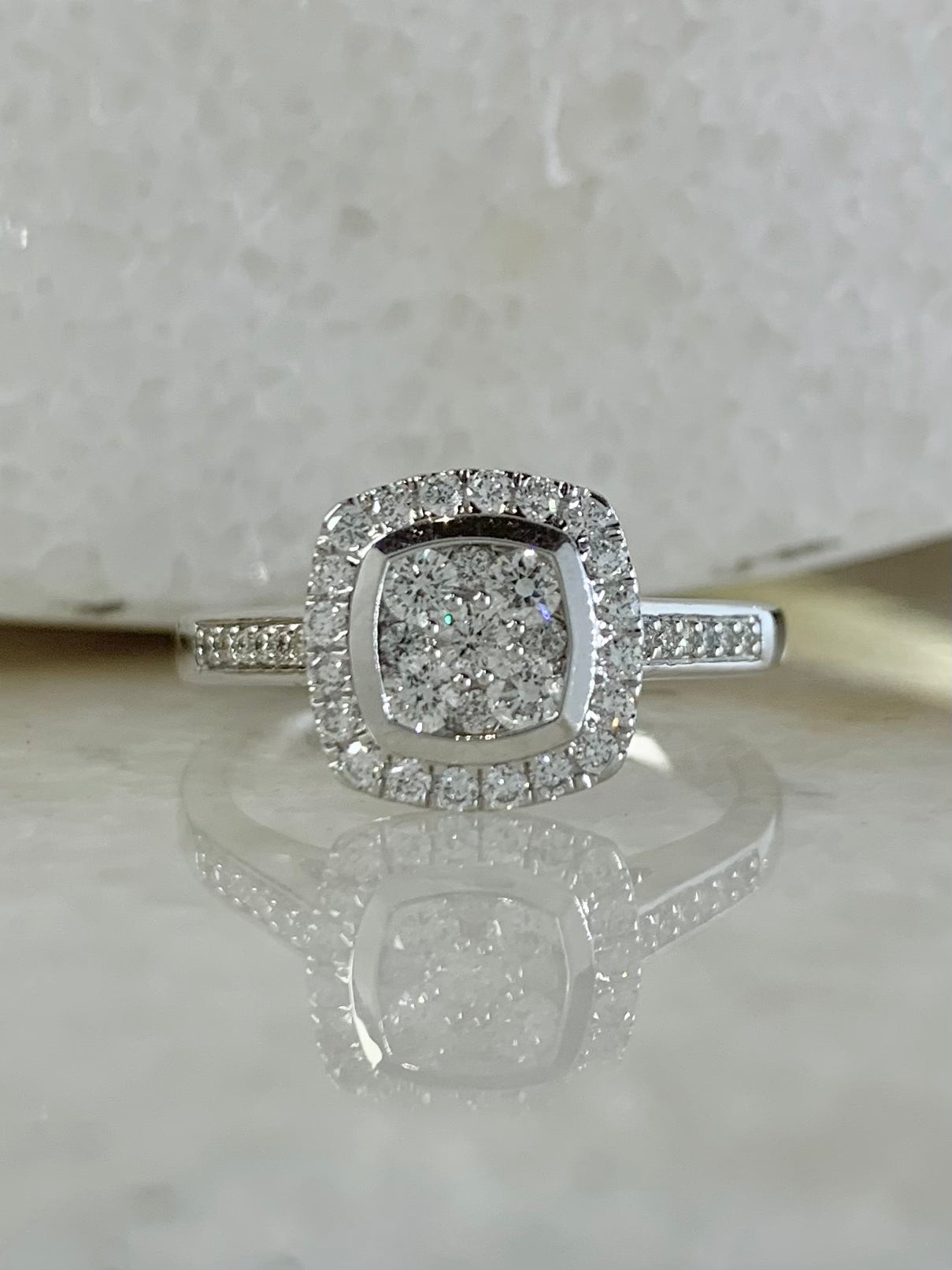 Diamond Cushion Cluster Ring 0.50ct