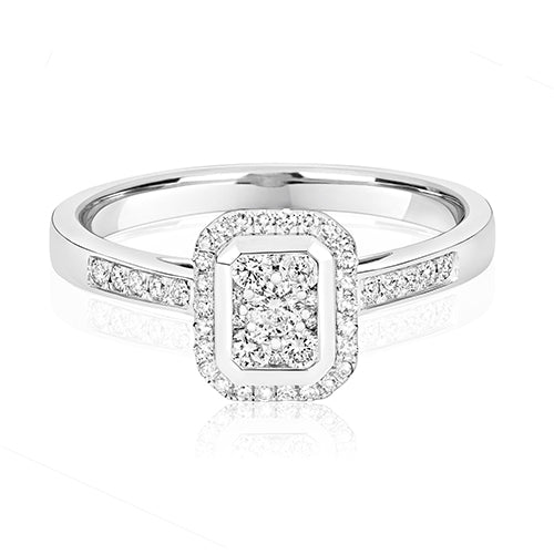 Diamond Emerald Cluster Ring 0.33ct