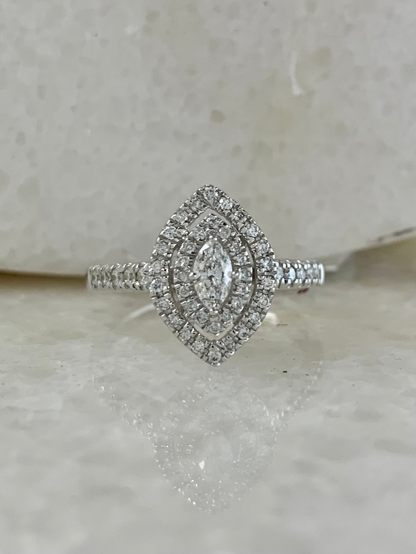 Diamond Marquise Cut Double Halo Ring 0.50ct