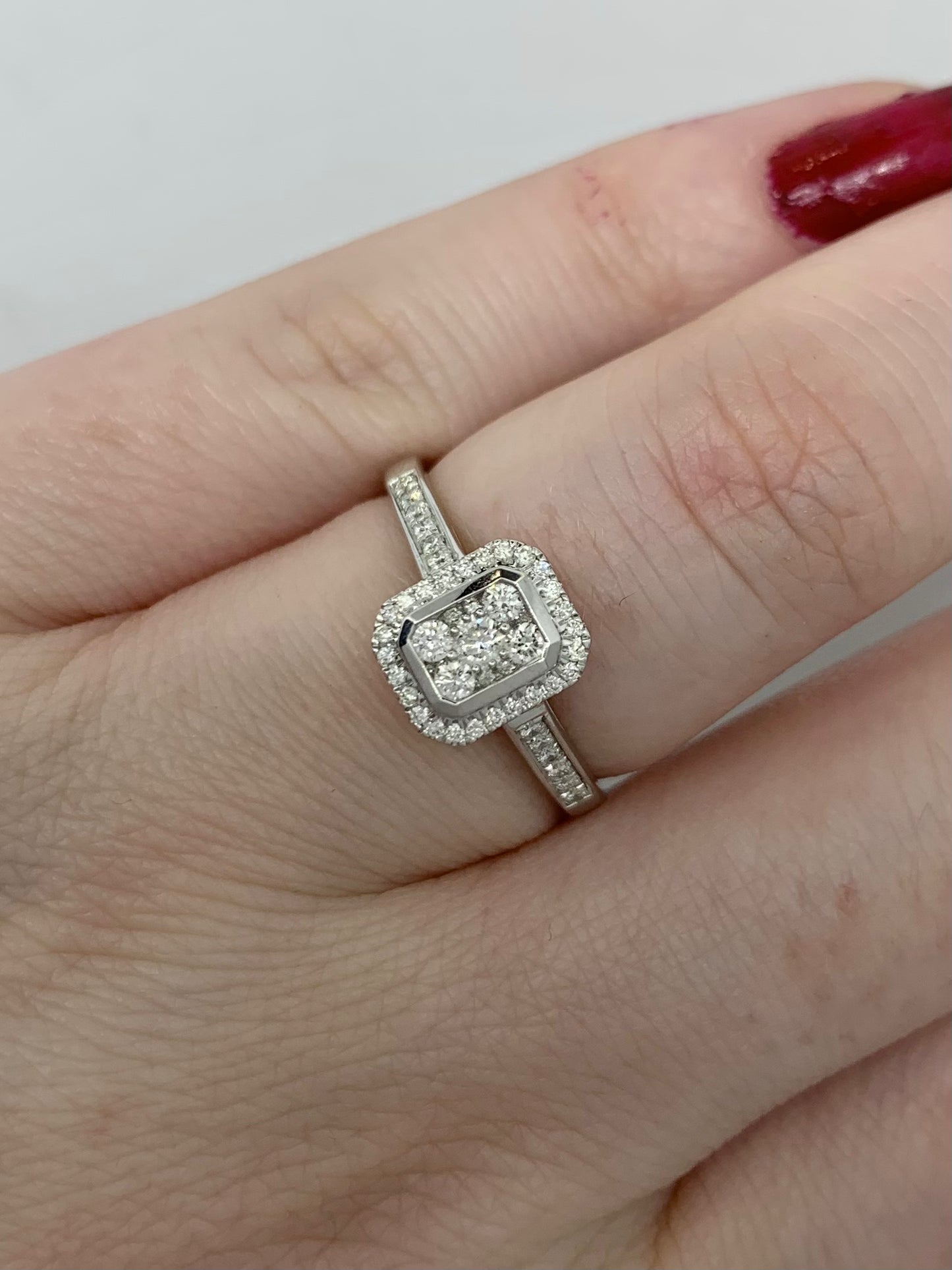 Diamond Emerald Cluster Ring 0.33ct