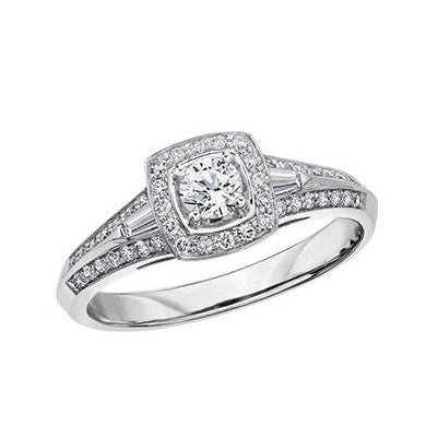 Diamond Round Cut Cushion Halo Ring 0.65ct