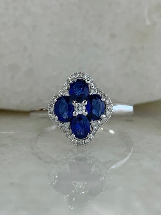 Sapphire and Diamond Cluster Ring 1.14ct