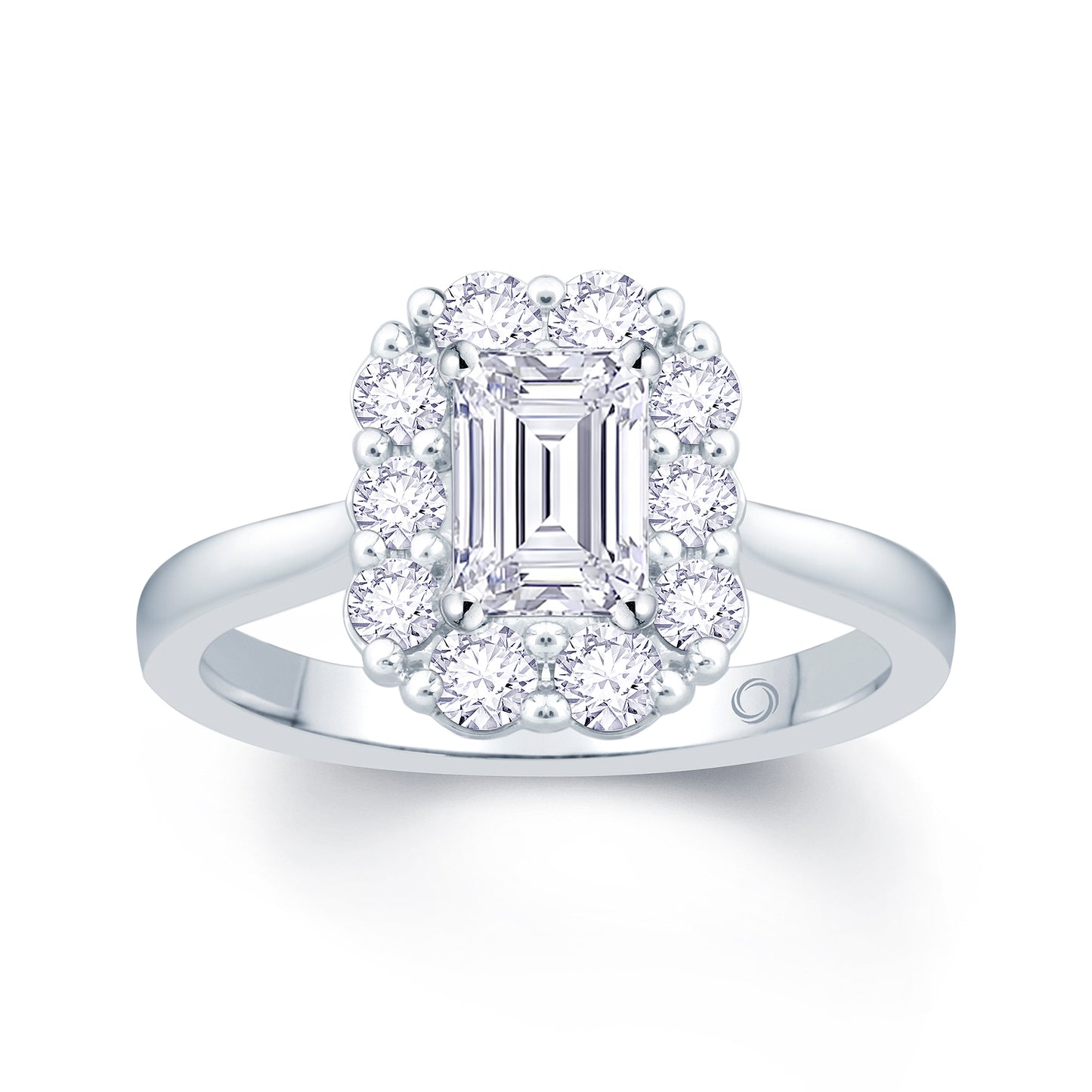 Diamond Emerald Cut Halo Ring 0.93ct