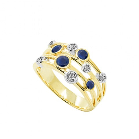 Sapphire and Diamond Bubble Scatter Ring