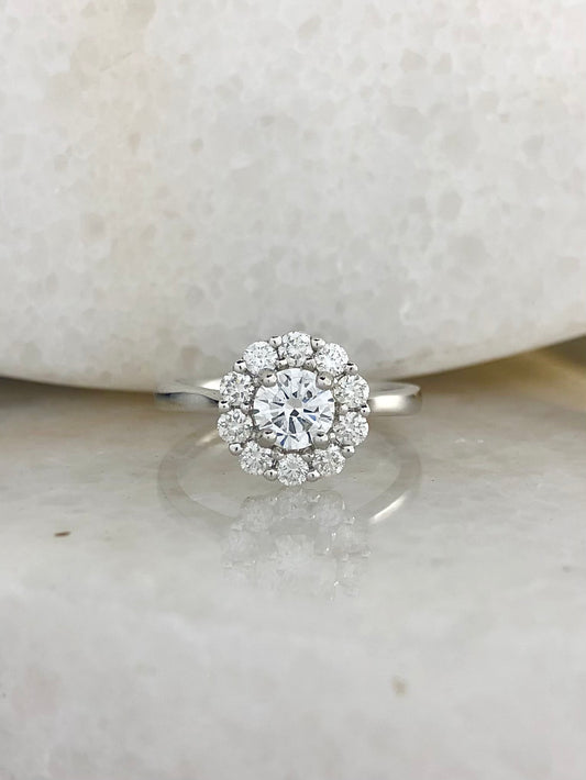 Diamond Round Halo Ring 0.87ct