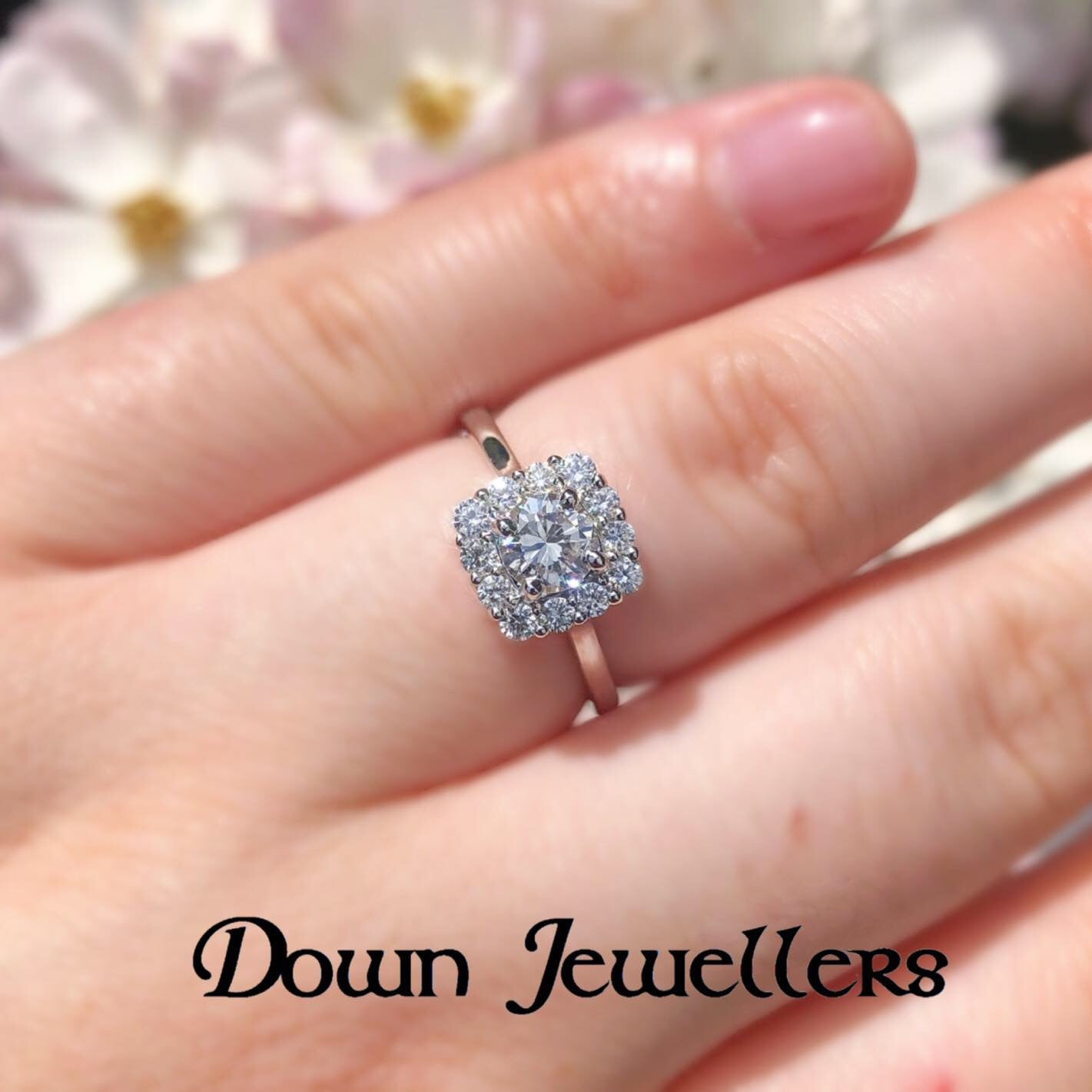 Diamond Round Cut Cushion Halo Ring 0.80ct