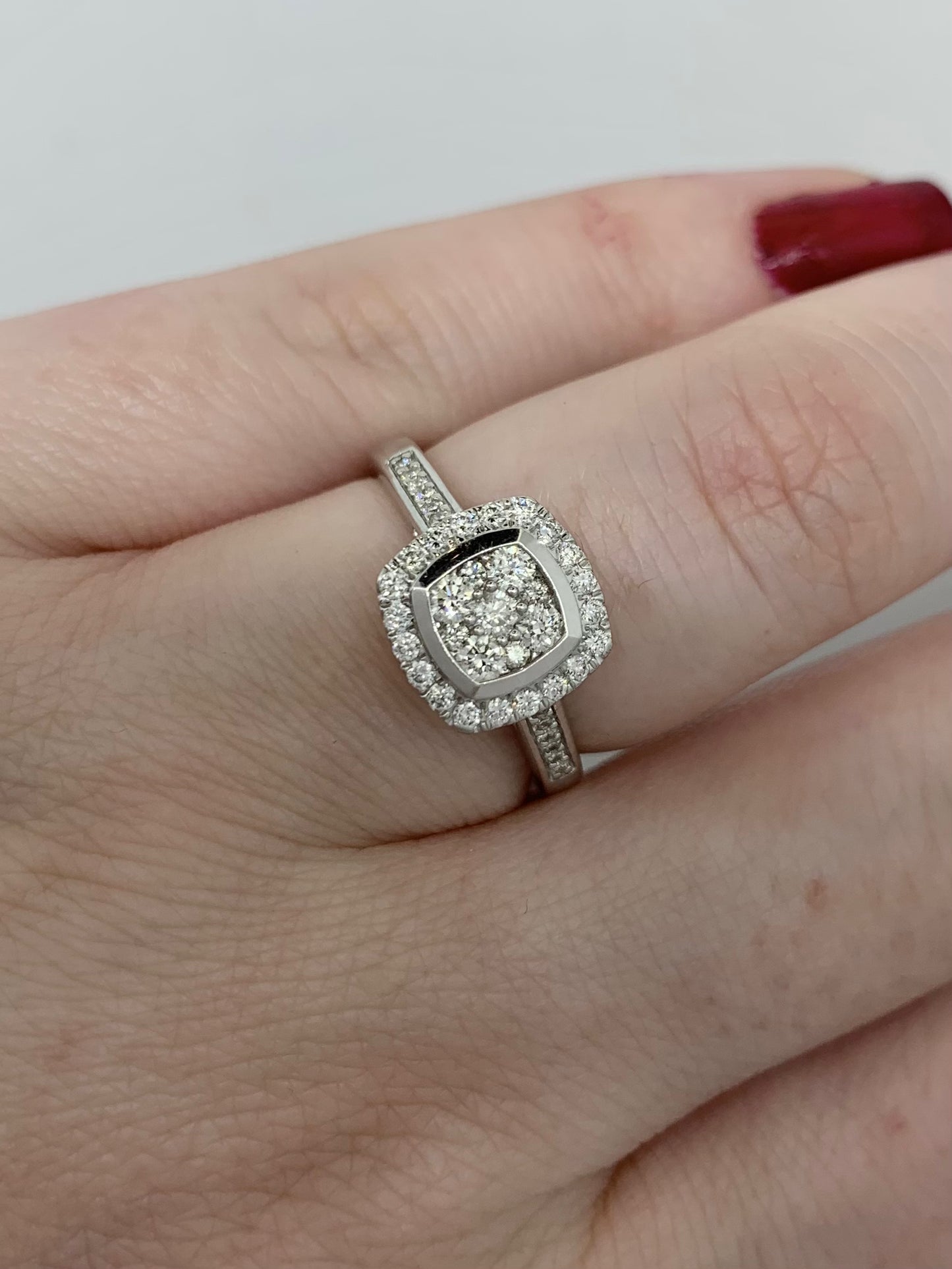 Diamond Cushion Cluster Ring 0.50ct