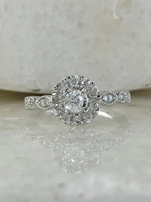 Diamond Round Cut Halo Ring 0.40ct