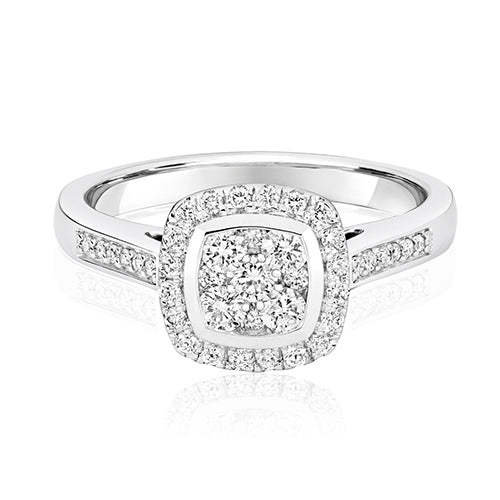 Diamond Cushion Cluster Ring 0.50ct